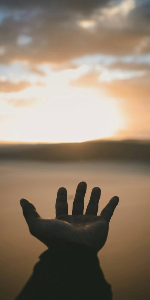 Outstretched hand reaching toward a sunrise, symbolising growth, aspiration, and teacher empowerment